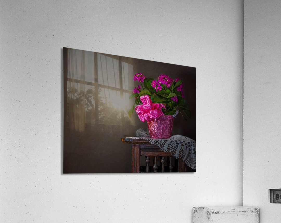 Flowers on an Antique Table Acrylic Print