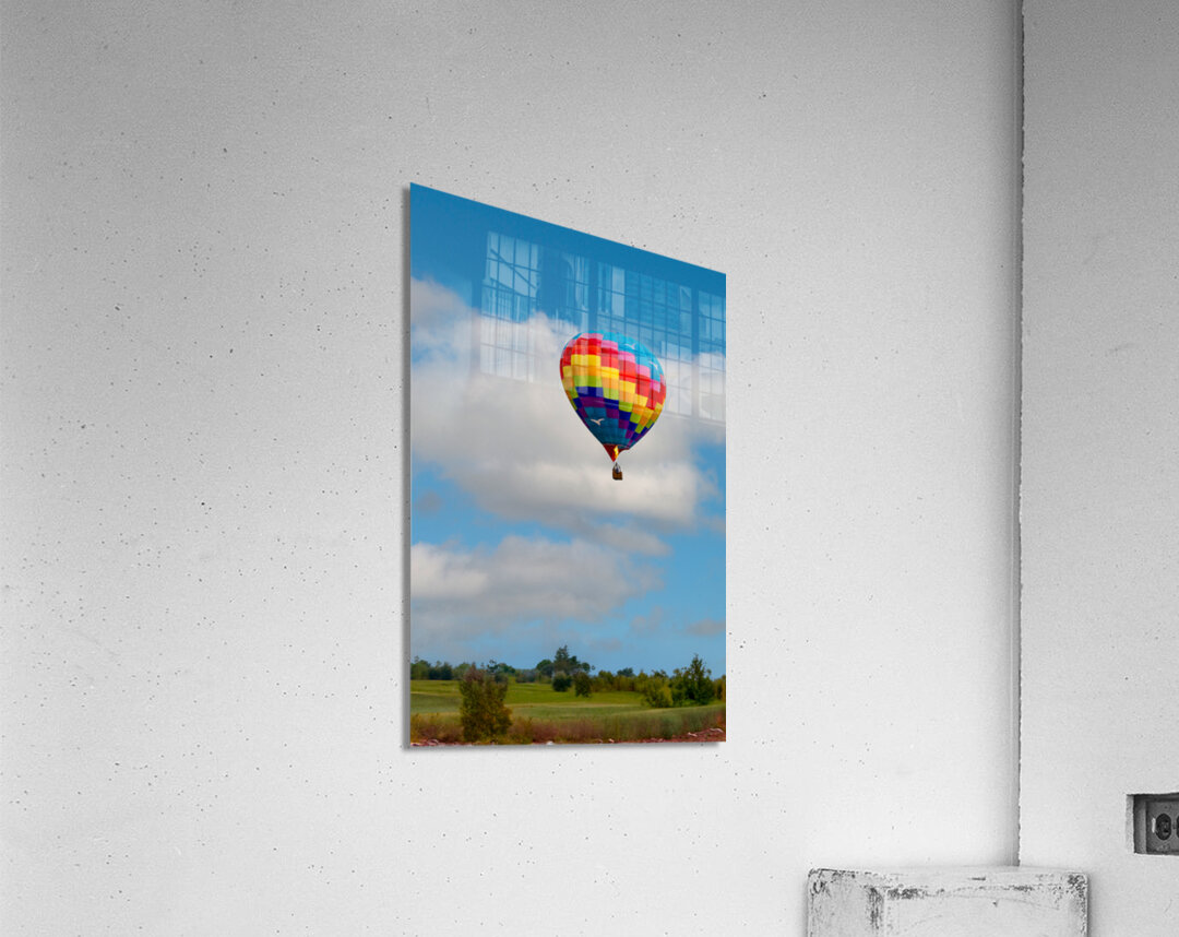 Hot Air Balloon Floating Over the Countryside Acrylic Print