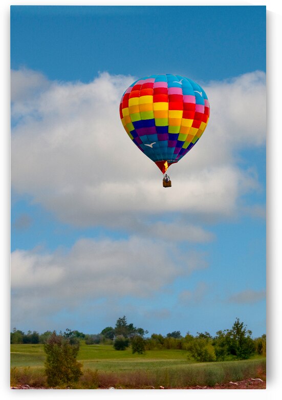 Hot Air Balloon Floating Over the Countryside by Pisarek Photography