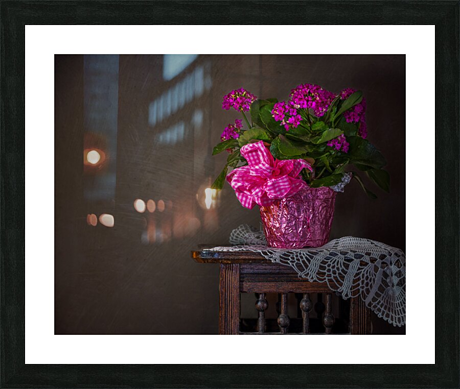 Flowers on an Antique Table Picture Frame print