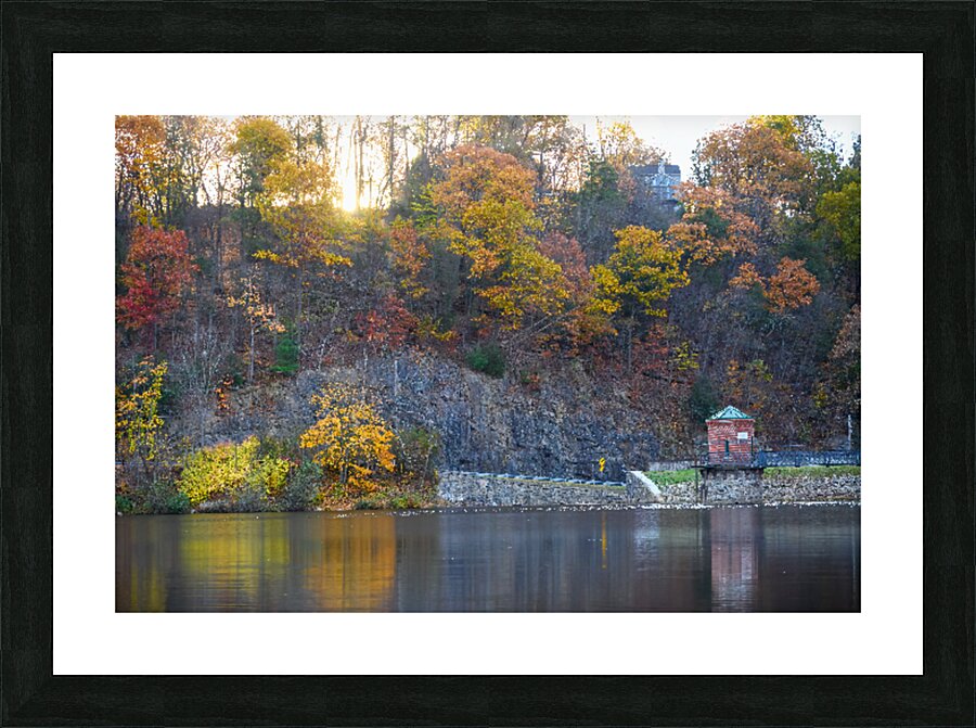 An autumn morning at the lake Picture Frame print