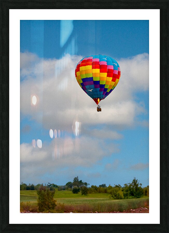 Hot Air Balloon Floating Over the Countryside Picture Frame print