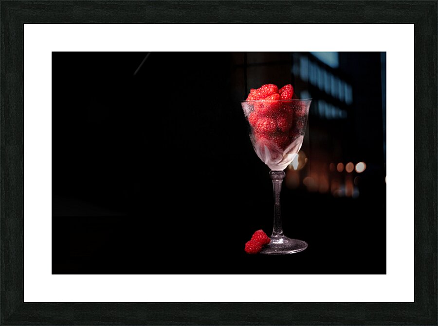 Raspberries in a Wine Glass Picture Frame print