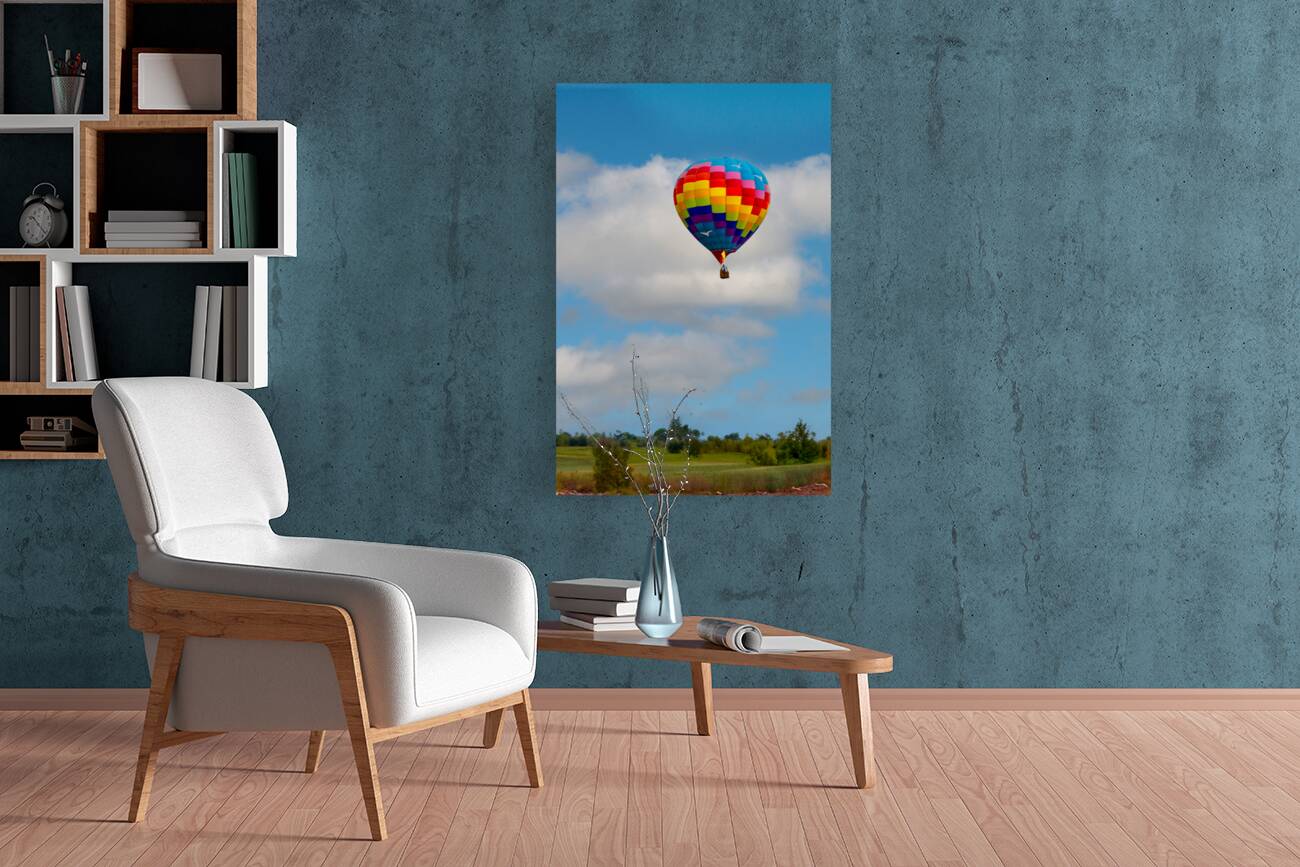 Hot Air Balloon Floating Over the Countryside Reproduction